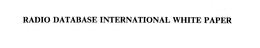 RADIO DATABASE INTERNATIONAL WHITE PAPER