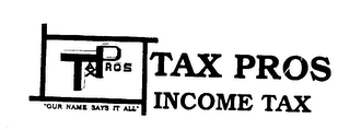 TAX PROS INCOME TAX "OUR NAME SAYS IT ALL"