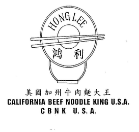 CALIFORNIA BEEF NOODLE KING U.S.A. CBNK U.S.A. HONG LEE