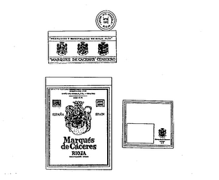 MARQUES DE CACERES RIOJA "MARQUES DE CACERES" CENICERO "PRODUCIDO Y EMBOTELLADO EN RIOJA ALTA" EMBOTELLADO POR UNION VITI - VINICOLA, S.A. - CENICERO RIOJA ALTA DENOMINACION ORIGEN ESPANA SPAIN UNION VITI - VINICOLA RIOJA N'RE 1842