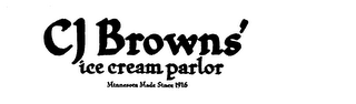 CJ BROWNS' ICE CREAM PARLOR MINNESOTA MADE SINCE 1916