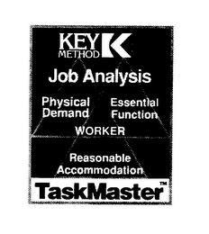 KEY METHOD JOB ANALYSIS PHYSICAL DEMAND ESSENTIAL FUNCTION WORKER REASONABLE ACCOMMODATION TASKMASTER