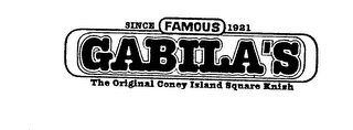 GABILA'S THE ORIGINAL CONEY ISLAND SQUARE KNISH SINCE FAMOUS 1921