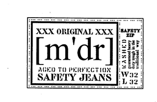 [M'DR] SAFETY JEANS XXX ORIGINAL XXX AGED TO PERFECTION SAFETY ZIP