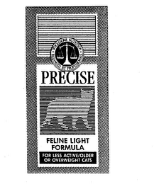 PRECISE FELINE LIGHT FORMULA FOR LESS ACTIVE/OLDER OR OVERWEIGHT CATS WHOLESOME NUTRITION BALANCED BY PROFESSIONALS