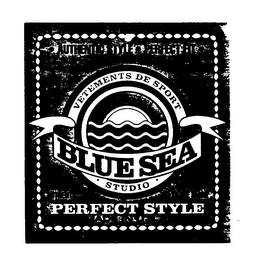 BLUE SEA - STUDIO - AUTHENTIC STYLE - PERFECT FIT ORIGINAL DESIGN INTERNATIONAL VETEMENTS DE SPORT AUTHENTIC TRADE MARK PERFECT STYLE MADE IN U.S.A.