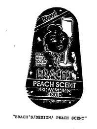 "BRACH'S/DESIGN/ PEACH SCENT" BRACH'S PEACH SCENT DISHWASHING LIQUID MILD WHILE YOU DO DISHES NEW!