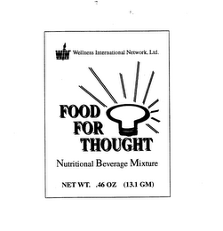 WIN WELLNESS INTERNATIONAL NETWORK, LTD. FOOD FOR THOUGHT NUTRITIONAL BEVERAGE MIXTURE NET. WT. .46 OZ (13.1 GM)