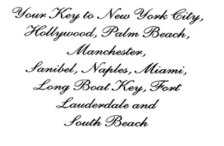 YOUR KEY TO NEW YORK CITY, HOLLYWOOD, PALM BEACH, MANCHESTER, SANIBEL, NAPLES, MIAMI, LONG BOAT KEY, FORT LAUDERDALE AND SOUTH BEACH