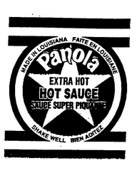 PANOLA EXTRA HOT HOT SAUCE SAUCE SUPER PIQUANTE MADE IN LOUISIANA FAITE EN LOUISIANE SHAKE WELL BIEN AGITEZ