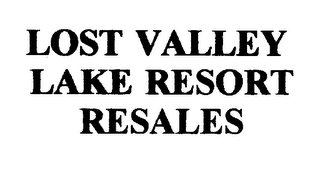 LOST VALLEY LAKE RESORT RESALES