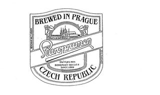 STAROPRAMEN BREWED IN PRAGUE CZECH REPUBLIC STAR-O-PRA-MEN BOHEMIAN QUALITY SINCE 1869 BOHEMIAN MALT LIQUOR CONTENTS 12 OZ.