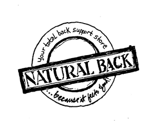 NATURAL BACK BECAUSE IT FEELS GOOD YOUR TOTAL BACK SUPPORT STORE