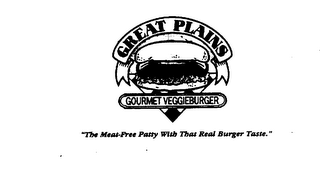 GREAT PLAINS GOURMET VEGGIEBURGER "THE MEAT-FREE PATTY WITH THAT REAL BURGER TASTE."