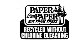 PAPER FROM PAPER NOT FROM TREES RECYCLED WITHOUT CHLORINE BLEACHING