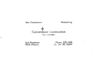 CORNERSTONE CONSTRUCTION