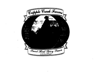 CRIPPLE CREEK FARMS SWEET HEAT SPICY SAUCE FOR EATING HIGH ON THE HOG LOW FAT SEE SIDE PANEL LOW CHOLESTEROL SHAKE WELL 12FL OZ (355ML)