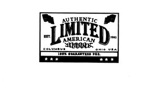 AUTHENTIC LIMITED AMERICAN USA COLUMBUS OHIO USA EST. 1963 100% GUARANTEED PRO.