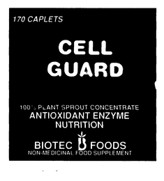 CELL GUARD 100% PLANT SPROUT CONCENTRATE ANTIOXIDANT ENZYME NUTRITION BIOTEC FOODS NON-MEDICINAL FOOD SUPPLEMENT 170 CAPLETS