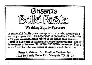 GRISANTI'S BOLLA PASTA