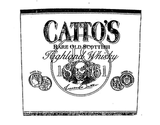 CATTO'S RARE OLD SCOTTISH HIGHLAND WHISKY 1861 JAMES CATTO PARIS 1873 LONDON 1884