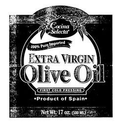 COCINA SELECTA 100% PURE IMPORTED EXTRA VIRGIN OLIVE OIL FIRST COLD PRESSING PRODUCT OF SPAIN