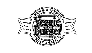 KEN & ROBERT'S TRULY AMAZING VEGGIE BURGER CHOLESTEROL FREE & LOW IN FAT A DELICIOUS MEATLESS BURGER