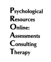 PSYCHOLOGICAL RESOURCES ONLINE: ASSESSMENTS CONSULTING THERAPY