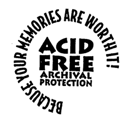 BECAUSE YOUR MEMORIES ARE WORTH IT! ACID FREE ARCHIVAL PROTECTION