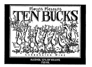 TEN BUCKS MOUNT PLEASANT CARBONATED WINE ALCOHOL 12% BY VOLUME 750 ML