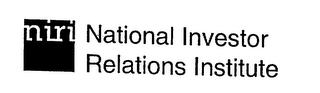 NIRI NATIONAL INVESTOR RELATIONS INSTITUTE