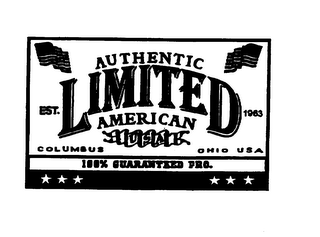 AUTHENTIC LIMITED AMERICAN USA COLUMBUS OHIO USA 100% GUARANTEED PRO. EST. 1963