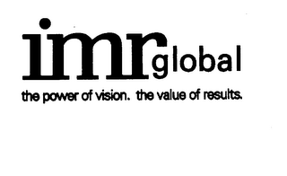 IMR GLOBAL THE POWER OF VISION. THE VALUE OF RESULTS.