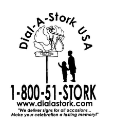 DIAL-A-STORK USA 1-800-51-STORK WWW.DIALASTORK.COM "WE DELIVER SIGNS FOR ALL OCCASIONS.. .MAKE YOUR CELEBRATION A LASTING MEMORY!"