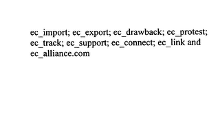 EC_IMPORT; ECEXPORT; EC_DRAWBACK; EC_PROTEST; EC_TRACK; EC_SUPPORT; EC_CONNECT; EC_LINK AND ECALLIANCE.COM