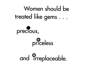 WOMEN SHOULD BE TREATED LIKE GEMS. . . PRECIOUS, PRICELESS AND IRREPLACEABLE.