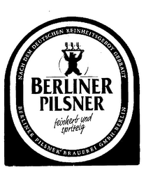 BERLINER PILSNER FEINHERB UND SPRITEIG NACH DEM DEUTSCHEN REINHEITSGEBOT GEBRAUT BERLINER PILSNER BRAUEREI GMBH.BERLIN