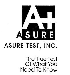 A+ ASURE ASSURE TEST, INC. THE TRUE TEST OF WHAT YOU NEED TO KNOW