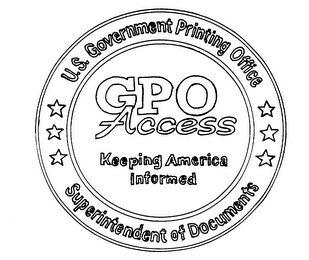 US GOVERNMENT PRINTING OFFICE GPO ACCESS KEEPING AMERICA INFORMED SUPERINTENDENT OF DOCUMENTS