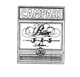 CAMPARI BITTER G. CAMPARI FRATELLI CAMPARI SUCCESSORI MILANO