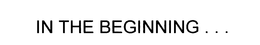IN THE BEGINNING. . .