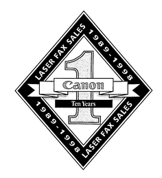 1 CANON LASER FAX SALES 1989-1998 TEN YEARS