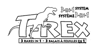 T-REX 3-IN-1 SYSTEM SYSTEME 3-EN-1 3 RAKES IN 1 - 3 BALAIS A FEUILLES EN 1