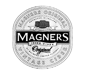 MAGNERS ORIGINAL VINTAGE CIDER PRODUCED IN IRELAND AUTHENTICITAS MAGNERS IRISH CIDER ORIGINAL BY BULMERS LIMITED CLONMEL