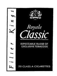 C ROYALE CLASSIC IMPECCABLE BLEND OF EXCLUSIVE TOBACCOS 20 CLASS A CIGARETTES FILTER KINGS