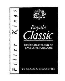 C ROYALE CLASSIC IMPECCABLE BLEND OF EXCLUSIVE TOBACCOS 20 CLASS A CIGARETTES FILTER KINGS