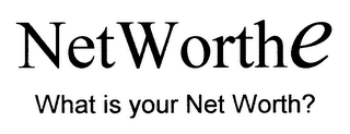 NETWORTHE WHAT IS YOUR NET WORTH?