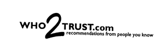 WHO2TRUST.COM RECOMMENDATIONS FROM PEOPLE YOU KNOW