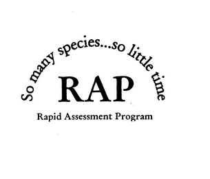 RAP RAPID ASSESSMENT PROGRAM SO MANY SPECIES... SO LITTLE TIME