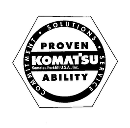 COMMITMENT SOLUTIONS SERVICE PROVEN ABILITY KOMATSU FORKLIFT U.S.A., INC.